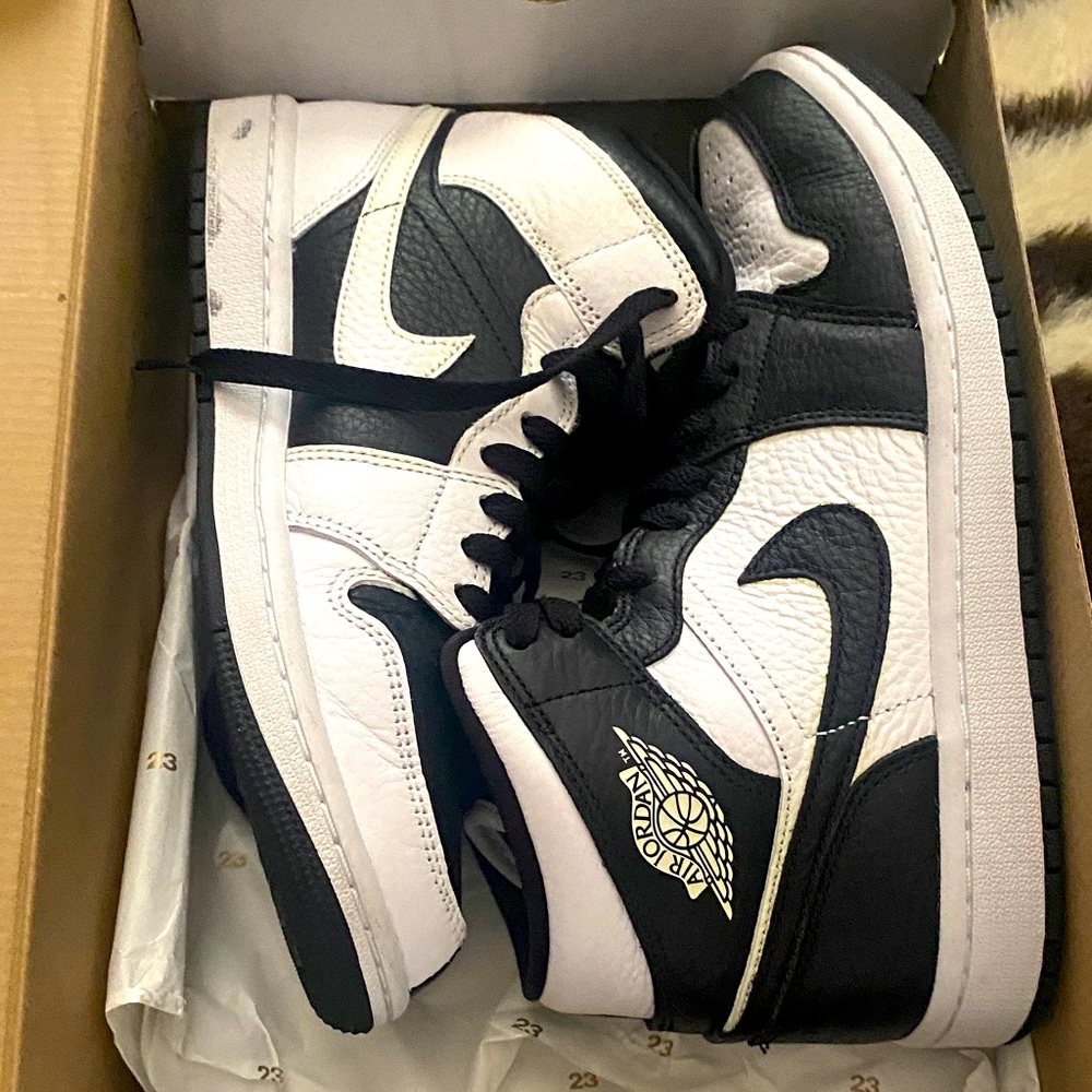 Nike Black and White Air Jordan 1 Mid Sneakers